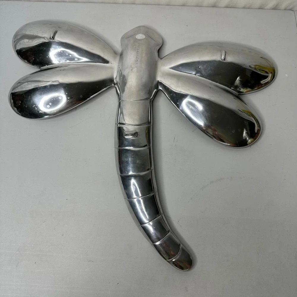Mariposa Brillante Dragonfly Serving Tray Aluminum Platter Made in Mexico 18